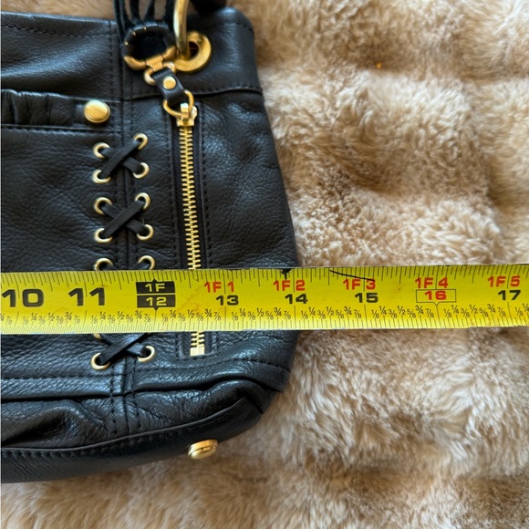 B. Makowsky leather hobo shoulder bag with gold hardware and lace-up - Picture 10 of 11